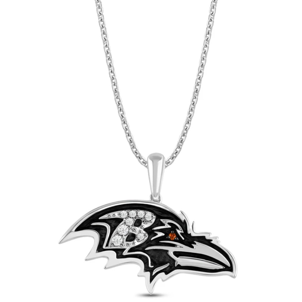 NEW NFL BALTIMORE RAVENS WOMEN'S TEAM PENDANT With Sterling Silver Necklace